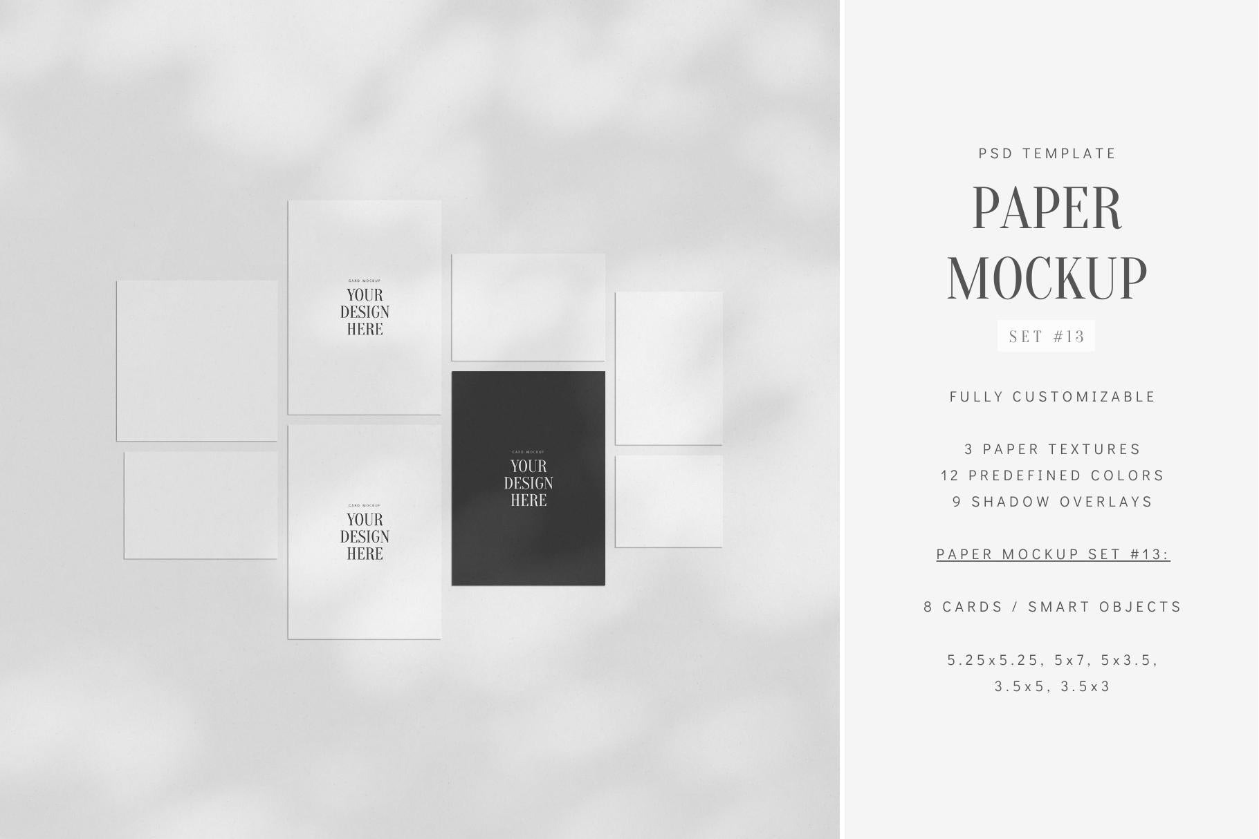 PAPER MOCKUP SET #13 | Stationery Mockup | Card Mockup | PSD Mockup