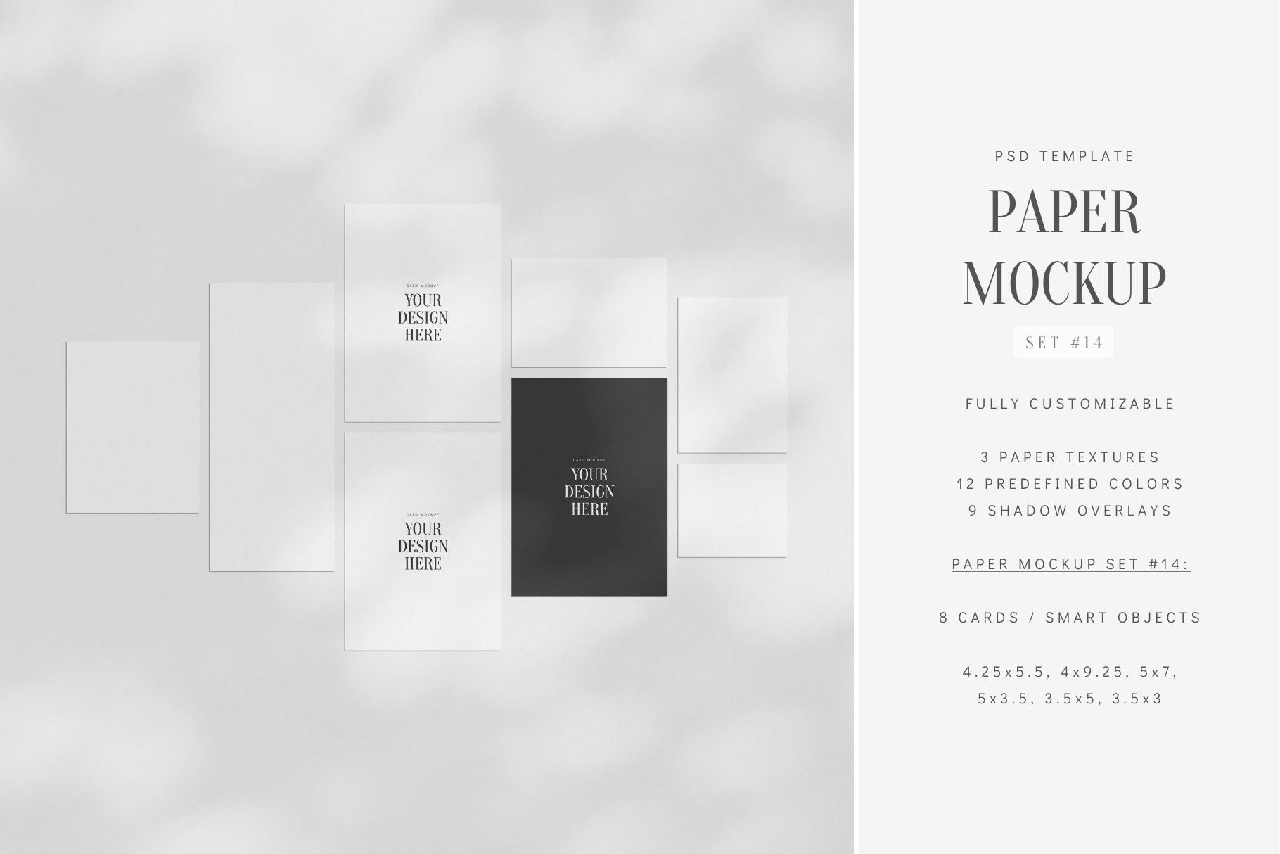 PAPER MOCKUP SET #14 | Stationery Mockup | Card Mockup | PSD Mockup