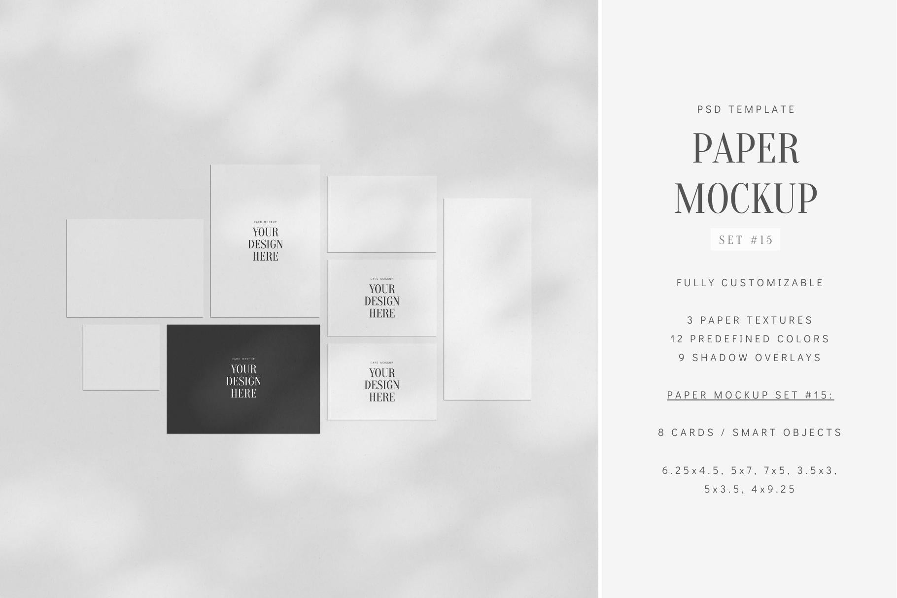 PAPER MOCKUP SET #15 | Stationery Mockup | Card Mockup | PSD Mockup