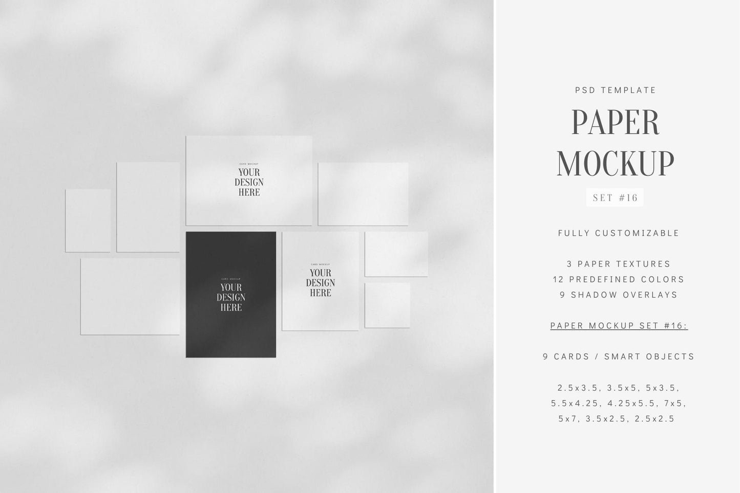 PAPER MOCKUP SET #16 | Stationery Mockup | Card Mockup | PSD Mockup