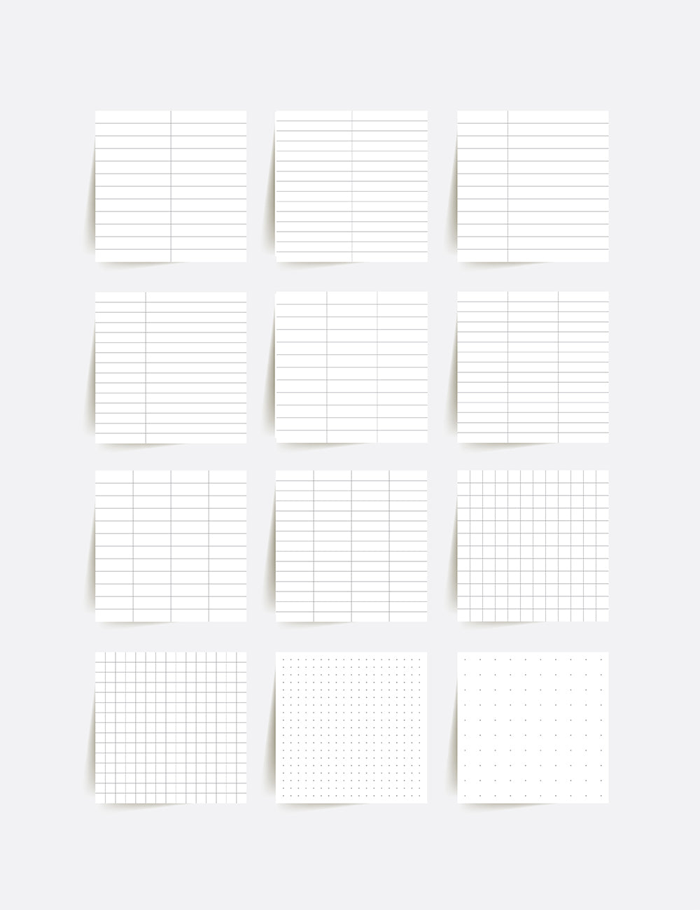 Printable Notes and Memo Cards | 3x3 | Printable Journal & Planner Cards | Notes | Lined, Dotted, Grid | Minimal Aesthetic | Clean Design | PAPER MOON Art & Design