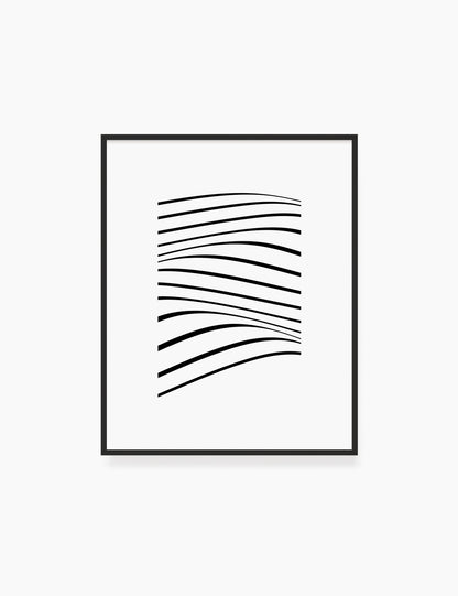 PRINTABLE WALL ART ILLUSTRATION: Minimalist Black and White Abstract Waves. Stylish. Modern. Wavy.