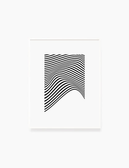 PRINTABLE WALL ART ILLUSTRATION: Minimalist Black and White Abstract Waves. Stylish. Modern. Wavy.