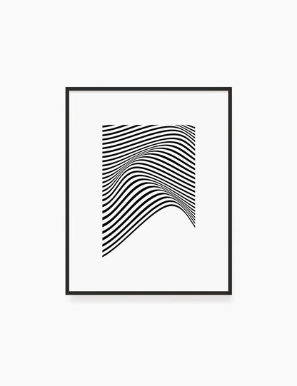 PRINTABLE WALL ART ILLUSTRATION: Minimalist Black and White Abstract Waves. Stylish. Modern. Wavy.