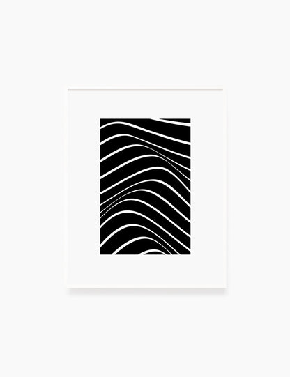 PRINTABLE WALL ART ILLUSTRATION: Minimalist Black and White Abstract Waves. Stylish. Modern. Wavy.