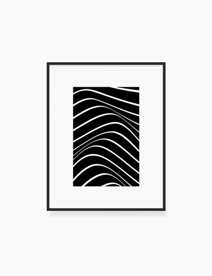 PRINTABLE WALL ART ILLUSTRATION: Minimalist Black and White Abstract Waves. Stylish. Modern. Wavy.