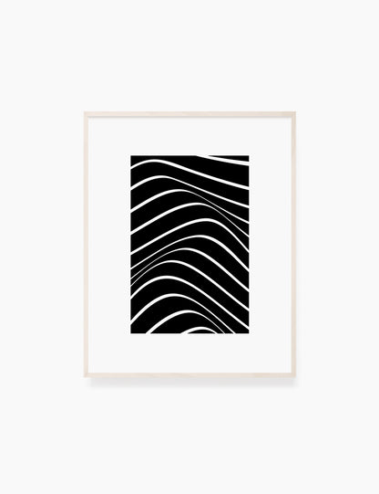 PRINTABLE WALL ART ILLUSTRATION: Minimalist Black and White Abstract Waves. Stylish. Modern. Wavy.