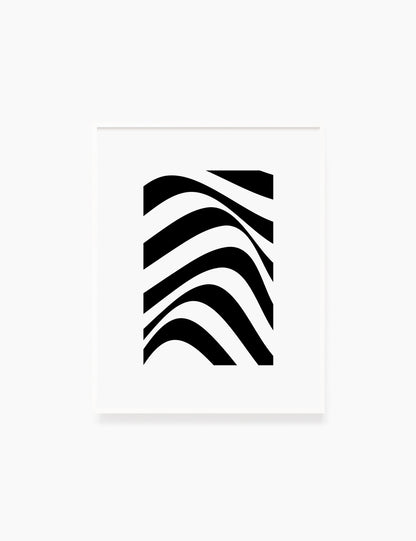 PRINTABLE WALL ART ILLUSTRATION: Minimalist Black and White Abstract Waves. Stylish. Modern. Wavy.
