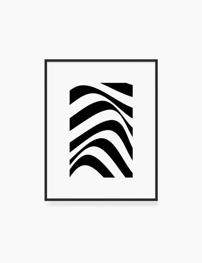 PRINTABLE WALL ART ILLUSTRATION: Minimalist Black and White Abstract Waves. Stylish. Modern. Wavy.