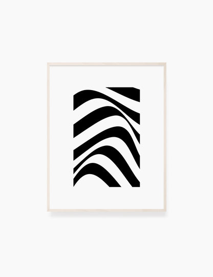 PRINTABLE WALL ART ILLUSTRATION: Minimalist Black and White Abstract Waves. Stylish. Modern. Wavy.