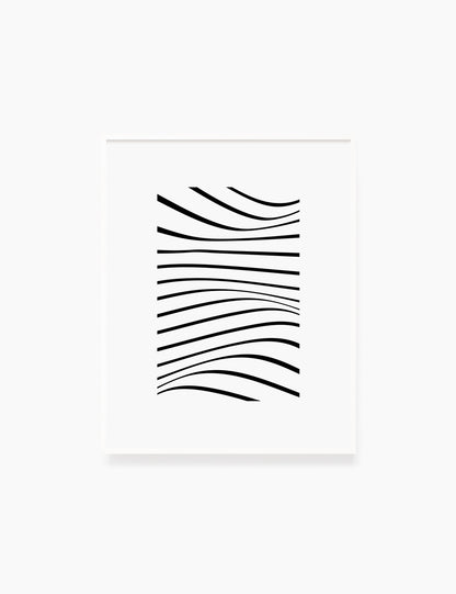 PRINTABLE WALL ART ILLUSTRATION: Minimalist Black and White Abstract Waves. Stylish. Modern. Wavy.