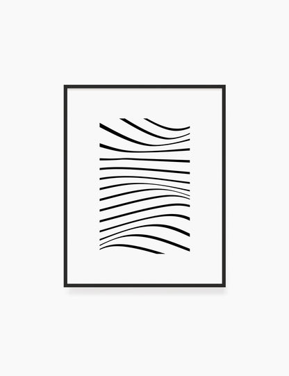 PRINTABLE WALL ART ILLUSTRATION: Minimalist Black and White Abstract Waves. Stylish. Modern. Wavy.