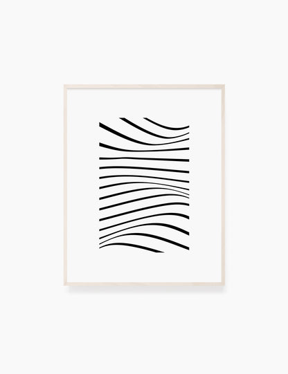 PRINTABLE WALL ART ILLUSTRATION: Minimalist Black and White Abstract Waves. Stylish. Modern. Wavy.