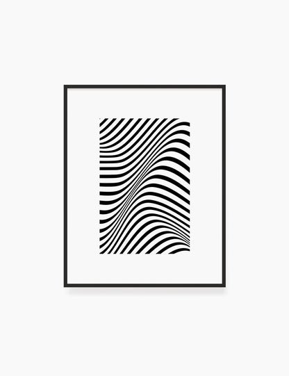 PRINTABLE WALL ART ILLUSTRATION: Minimalist Black and White Abstract Waves. Stylish. Modern. Wavy.