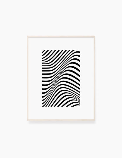 PRINTABLE WALL ART ILLUSTRATION: Minimalist Black and White Abstract Waves. Stylish. Modern. Wavy.