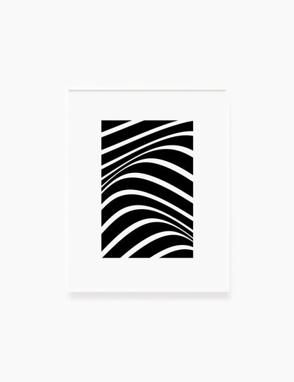 PRINTABLE WALL ART ILLUSTRATION: Minimalist Black and White Abstract Waves. Stylish. Modern. Wavy.