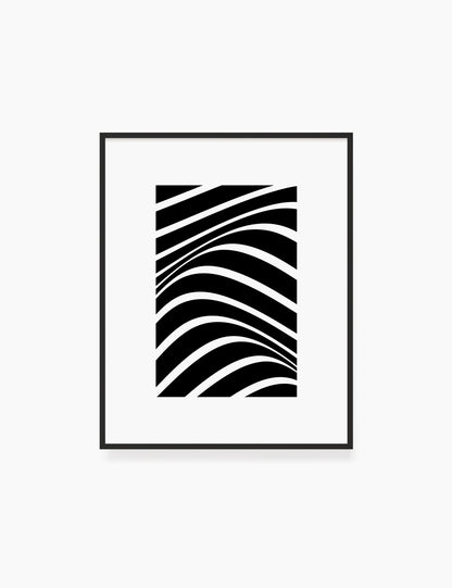 PRINTABLE WALL ART ILLUSTRATION: Minimalist Black and White Abstract Waves. Stylish. Modern. Wavy.