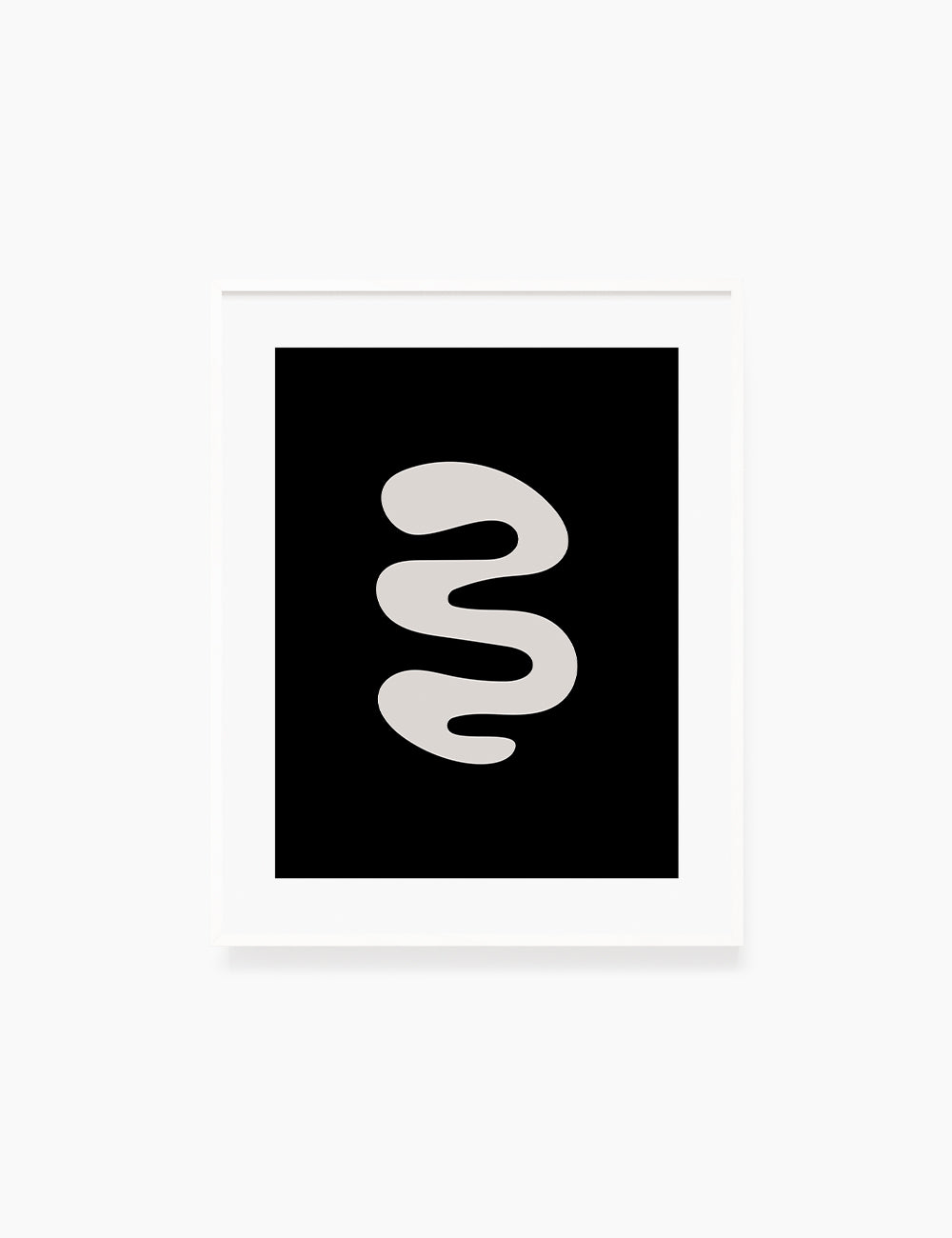 Black and Beige Minimalist Art. Abstract Curvy Shape.