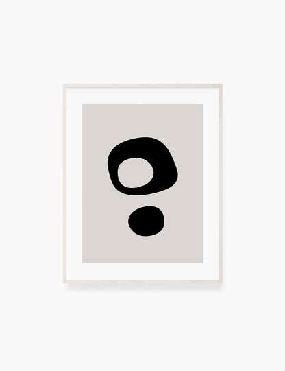 Black and Beige Minimalist Art. Abstract Round Shapes