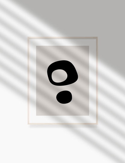 Black and Beige Minimalist Art. Abstract Round Shapes