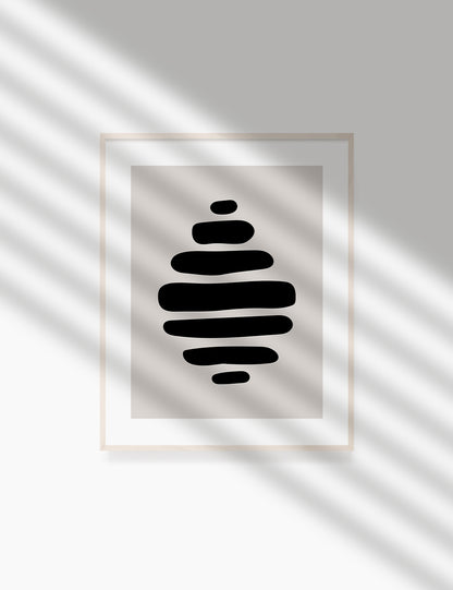 Black and Beige Minimalist Art. Abstract Shapes.