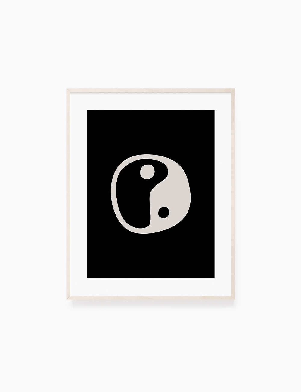 YIN YANG Symbol. Black and Beige Minimalist Abstract Art.