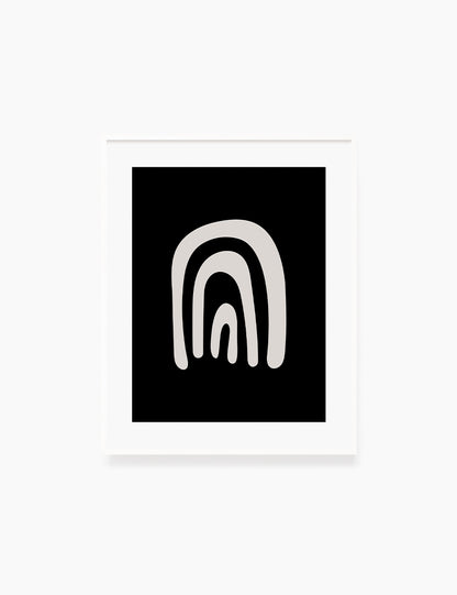 RAINBOW. Black and Beige Minimalist Abstract Art.