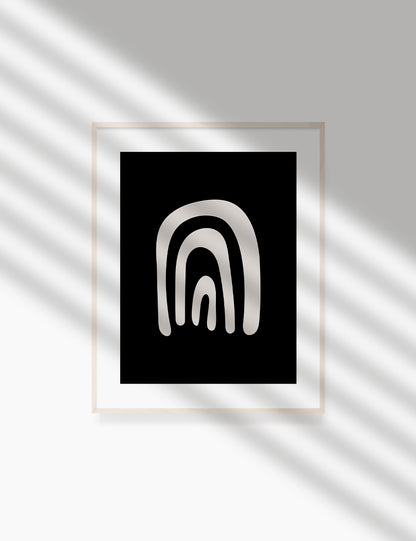 RAINBOW. Black and Beige Minimalist Abstract Art.