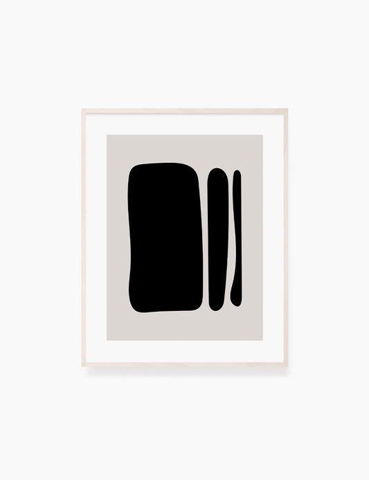 Black and Beige Minimalist Art. Abstract Shapes.