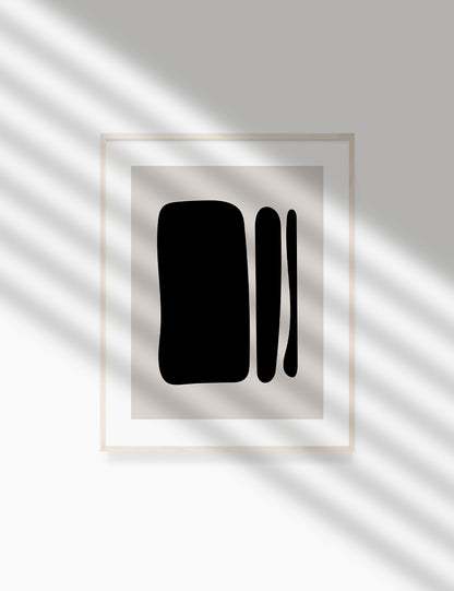 Black and Beige Minimalist Art. Abstract Shapes.