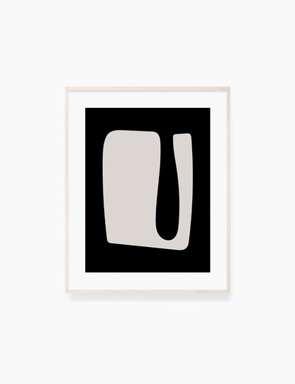 Black and Beige Minimalist Art. Abstract Shape.