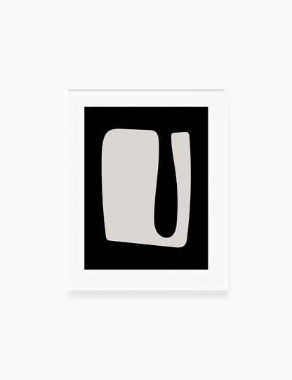 Black and Beige Minimalist Art. Abstract Shape.