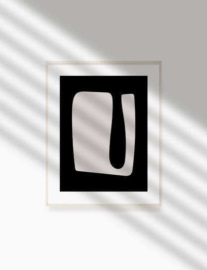 Black and Beige Minimalist Art. Abstract Shape.