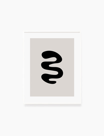 Black and Beige Minimalist Art. Abstract Curvy Shape.