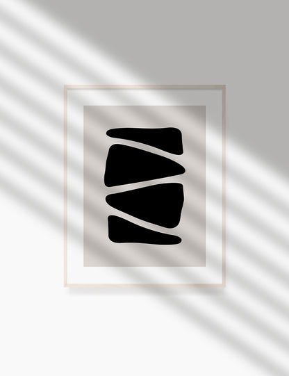 Black and Beige Minimalist Abstract Art. Triangle Shapes.