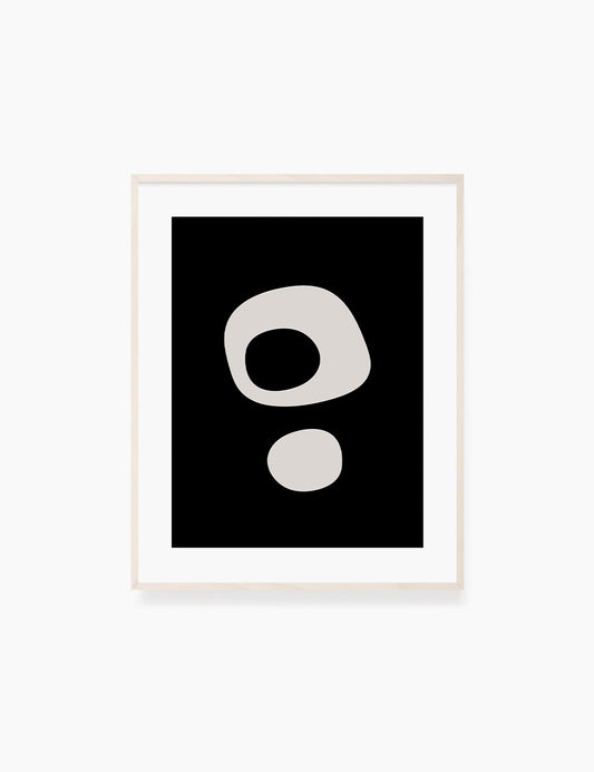Black and Beige Minimalist Art. Abstract Round Shapes.