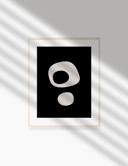 Black and Beige Minimalist Art. Abstract Round Shapes.