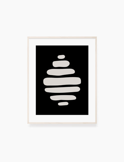 Black and Beige Minimalist Art. Abstract Shapes.