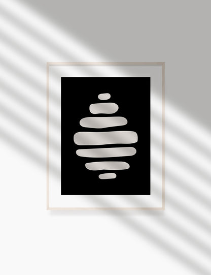 Black and Beige Minimalist Art. Abstract Shapes.