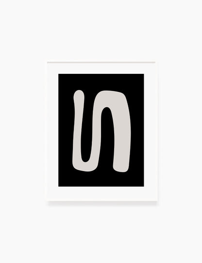 Black and Beige Minimalist Art. Abstract Curvy Shape.