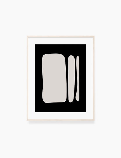 Black and Beige Minimalist Art. Abstract Shapes.