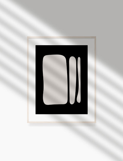 Black and Beige Minimalist Art. Abstract Shapes.