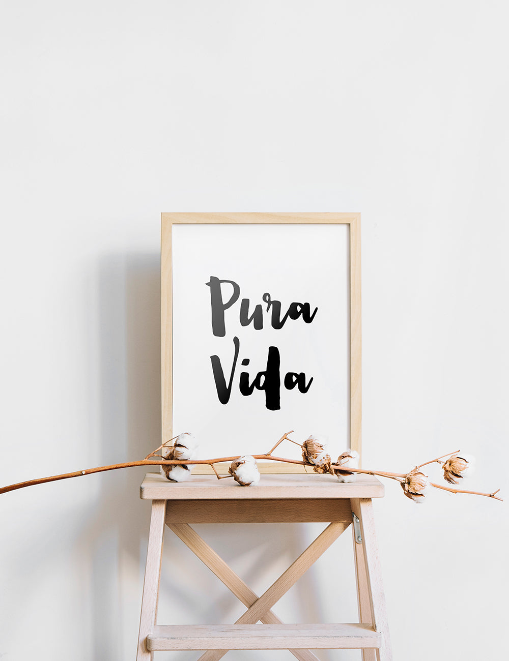 Printable Wall Art Quote: PURA VIDA Printable Poster. Inspirational Quote. Motivational Quote. WA006 - Paper Moon Art & Design