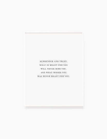 Printable Wall Art Quote: SURRENDER AND TRUST Printable Poster. Inspirational Quote. Motivational Quote. WA007 - Paper Moon Art & Design