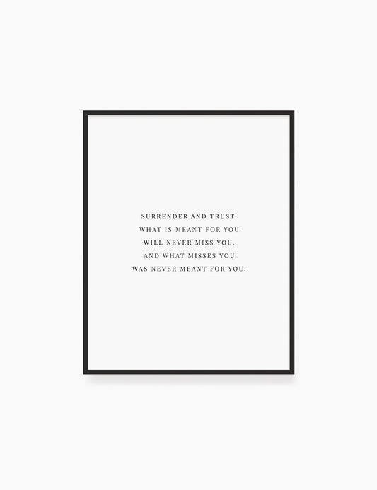 Printable Wall Art Quote: SURRENDER AND TRUST Printable Poster. Inspirational Quote. Motivational Quote. WA007 - Paper Moon Art & Design
