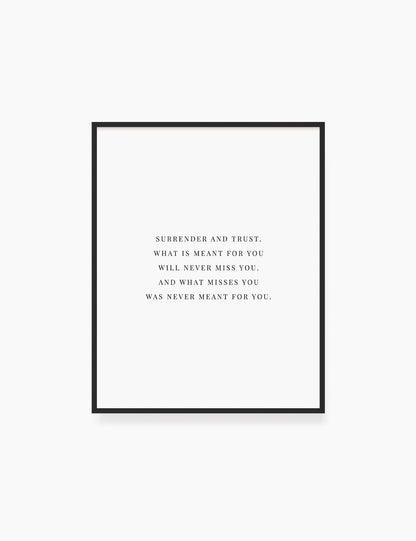 Printable Wall Art Quote: SURRENDER AND TRUST Printable Poster. Inspirational Quote. Motivational Quote. WA007 - Paper Moon Art & Design