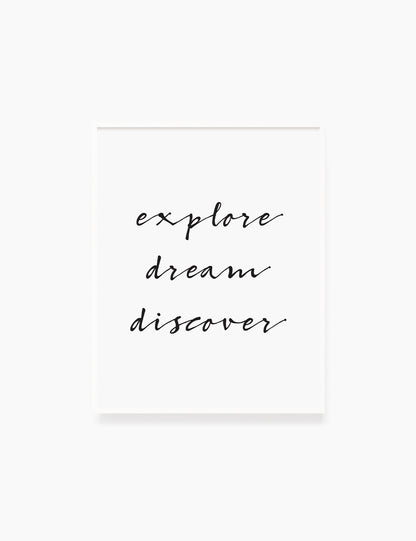 Printable Wall Art Quote: EXPLORE. DREAM. DISCOVER. Printable Poster. Inspirational Quote. Motivational Quote. WA023 - Paper Moon Art & Design