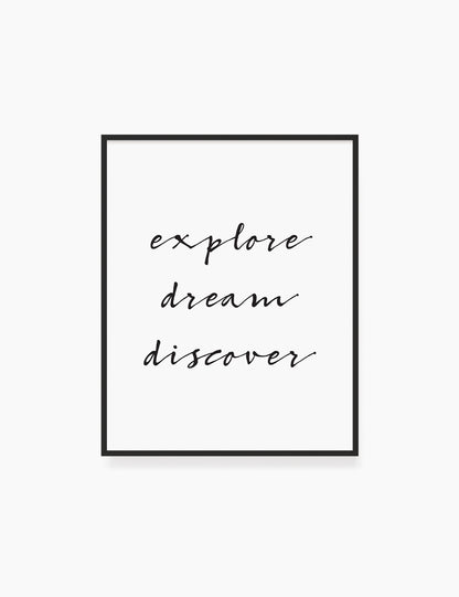 Printable Wall Art Quote: EXPLORE. DREAM. DISCOVER. Printable Poster. Inspirational Quote. Motivational Quote. WA023 - Paper Moon Art & Design