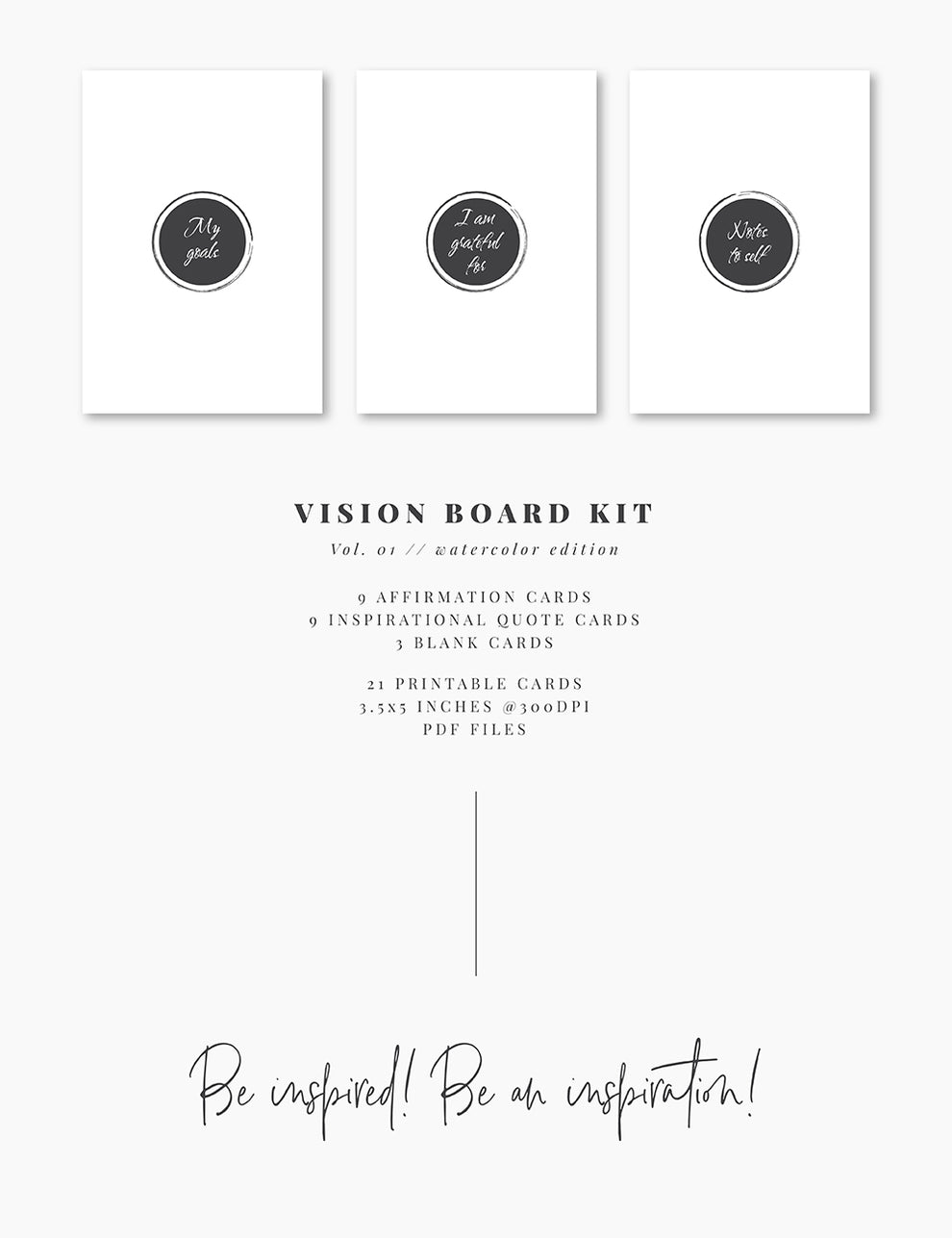 Printable Vision Board Kit 01: Affirmation Cards, Inspirational Quotes ...