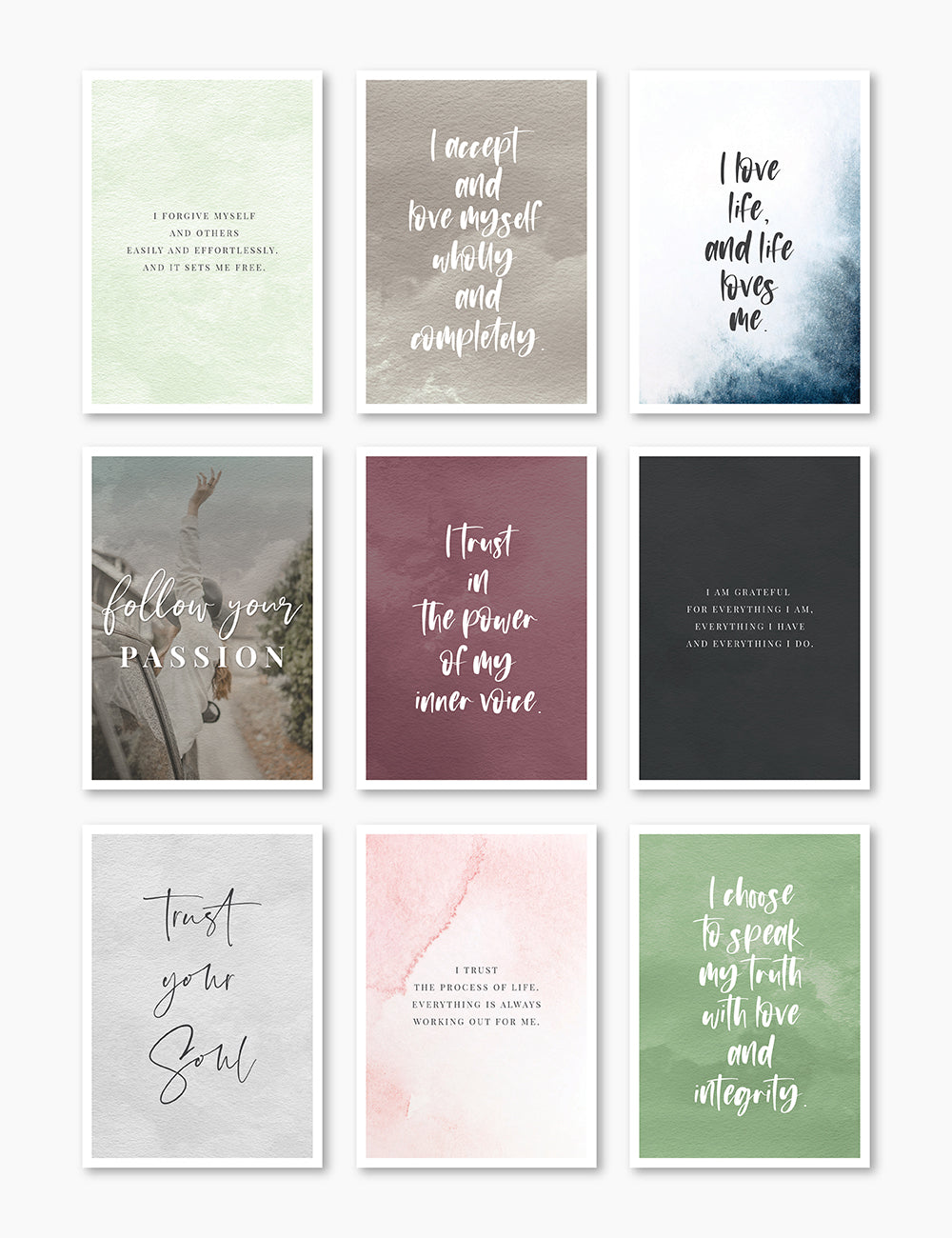 Printable Vision Board Kit 02: Affirmation Cards and Inspirational Quotes